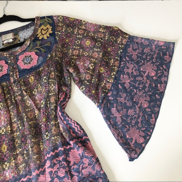 Anthropologie Postmark Ciutadella Embroidered Peasant Boho Top - Picture 9 of 14